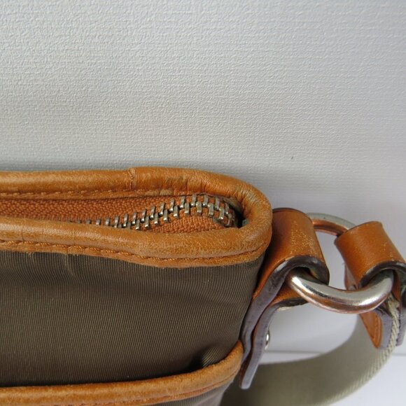 Lauren Ralph Lauren Vintage Surplus Olive Green Tan Leather Trim Crossbody Bag - Picture 14 of 16